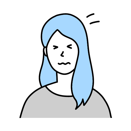 困り顔の長い髪の女性